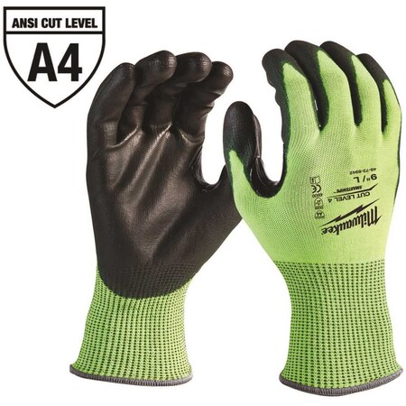 Milwaukee Tool XX-Large High Visibility Level 4 Cut Resistant Polyurethane Dipped Work Gloves 48-73-8944